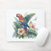 Papagei mit Blumen Mousepad (Mit Mouse)