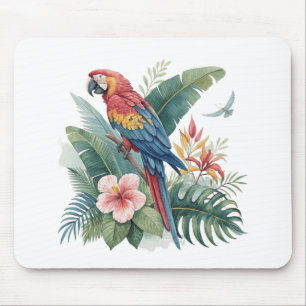 Papagei mit Blumen Mousepad