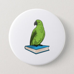 Papagei mit Buch Button