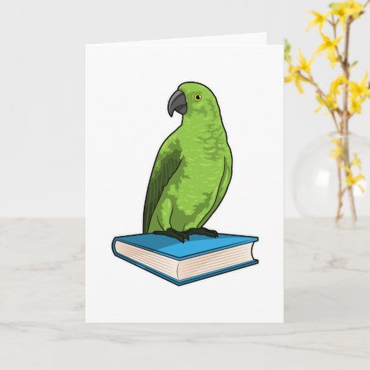 Papagei mit Buch Karte (Gelbe Blume)