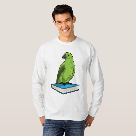 Papagei mit Buch T-Shirt (Vorne ganz)