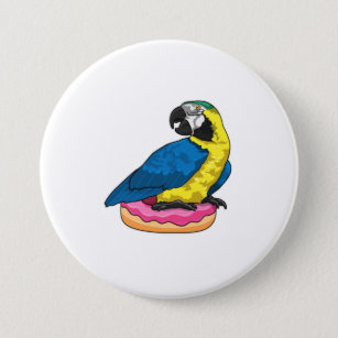 Papagei mit Donut Button