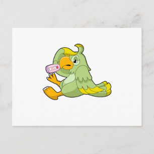 Papagei mit Fieberthermometer Postkarte