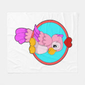 Papagei mit Herz Fleecedecke (Vorderseite (Horizontal))