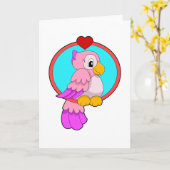 Papagei mit Herz Karte (Gelbe Blume)