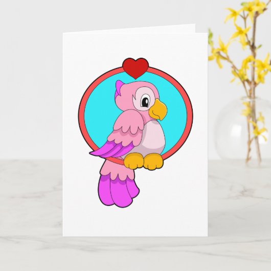 Papagei mit Herz Karte (Gelbe Blume)