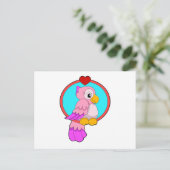 Papagei mit Herz Postkarte (Stehend Vorderseite)