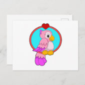 Papagei mit Herz Postkarte (Vorne/Hinten)