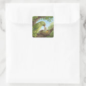 Papagei mit Jung Quadratischer Aufkleber (Tasche)