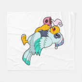 Papagei mit Kaffee-Tasse Fleecedecke (Vorderseite (Horizontal))