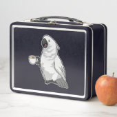 Papagei mit Kaffee-Tasse Metall Brotdose (Beispiel)