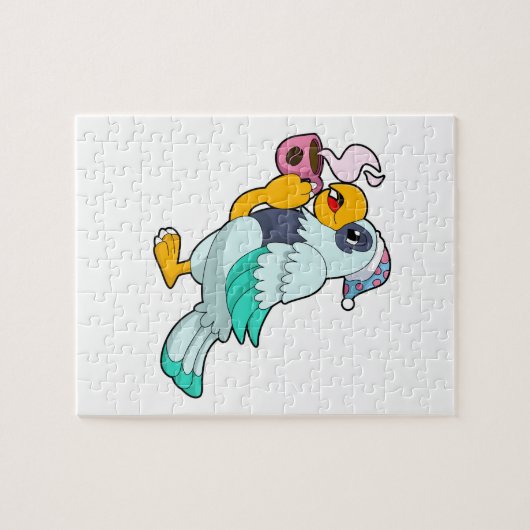 Papagei mit Kaffee-Tasse Puzzle (Horizontal)