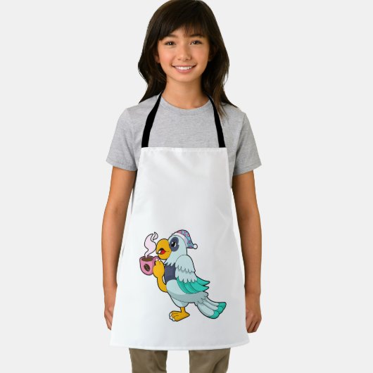 Papagei mit Kaffee-Tasse Schürze (Insitu)