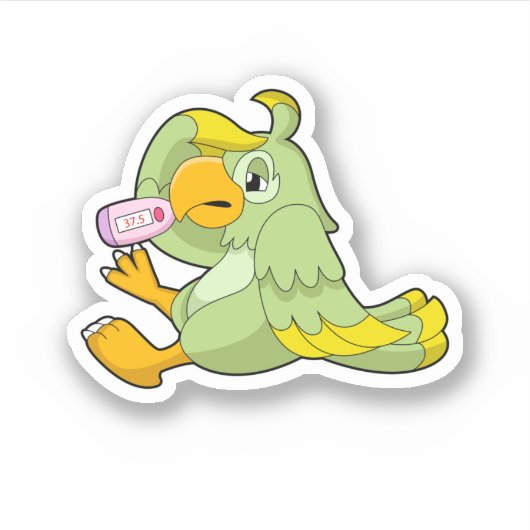 Papagei mit klinischem Thermometer Aufkleber (Vorderseite)