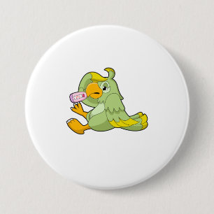 Papagei mit klinischem Thermometer Button