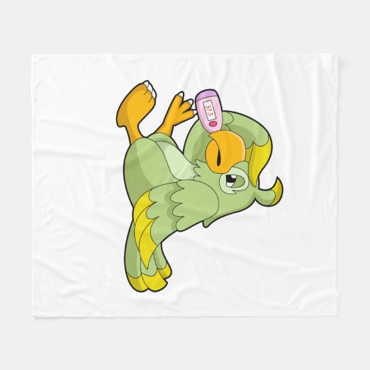 Papagei mit klinischem Thermometer Fleecedecke (Vorderseite (Horizontal))