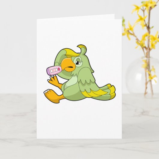 Papagei mit klinischem Thermometer Karte (Gelbe Blume)