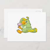 Papagei mit klinischem Thermometer Postkarte (Vorne/Hinten)