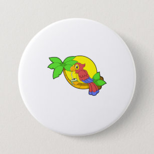 Papagei mit Kokosnuss Button