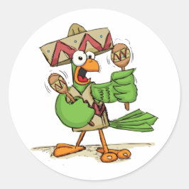 Papagei mit Maracas Runder Aufkleber