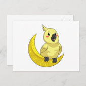 Papagei mit Mond Postkarte (Vorne/Hinten)