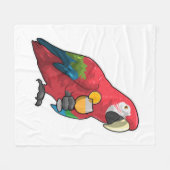 Papagei mit Orangensaftglas Fleecedecke (Vorderseite (Horizontal))