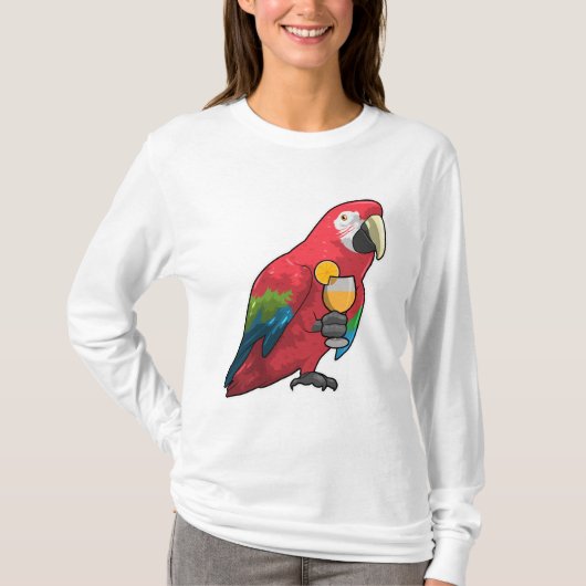 Papagei mit Orangensaftglas T-Shirt (Vorderseite)