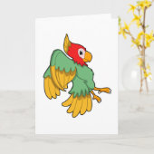 Papagei mit rotem Kopf Karte (Gelbe Blume)