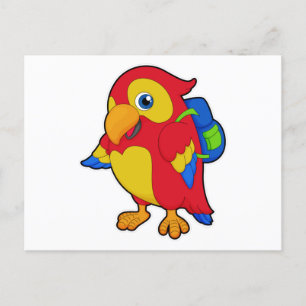 Papagei mit Rucksack Postkarte