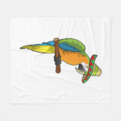 Papagei mit Strohhut Fleecedecke (Vorderseite (Horizontal))