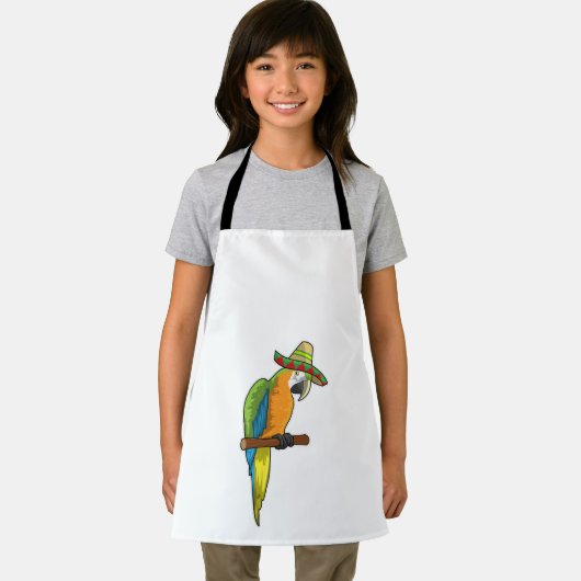 Papagei mit Strohhut Schürze (Insitu)