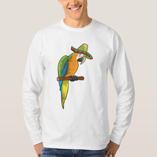 Papagei mit Strohhut T-Shirt (Vorderseite)