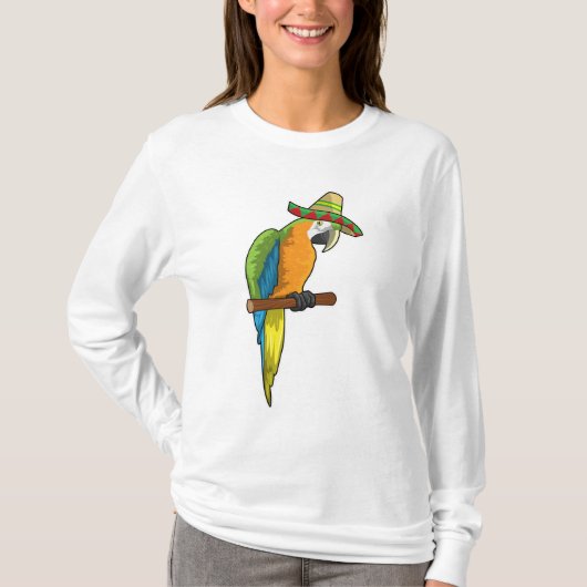Papagei mit Strohhut T-Shirt (Vorderseite)