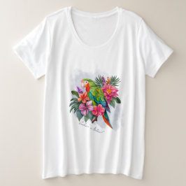 Papagei mit tropischen Blume - die Natur einnehmen Große Größe T-Shirt