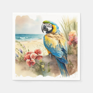 Papagei mit tropischen Blume Serviette
