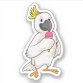 Papagei mit Waffeleis Aufkleber (Vorderseite)