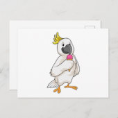 Papagei mit Waffeleis Postkarte (Vorne/Hinten)