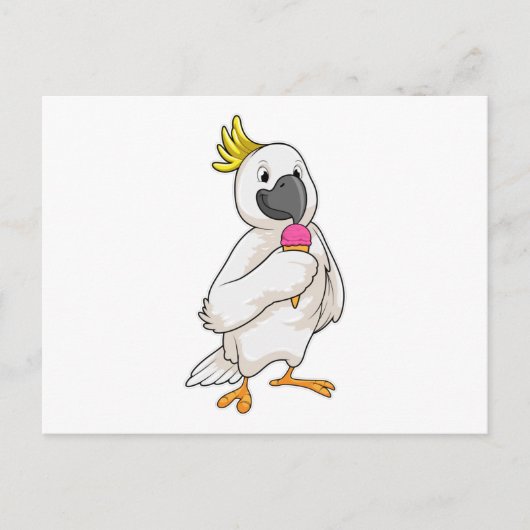 Papagei mit Waffeleis Postkarte (Vorderseite)