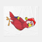 Papagei mit Weihnachtsmannmütze Fleecedecke (Vorderseite (Horizontal))