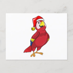 Papagei mit Weihnachtsmannmütze Postkarte
