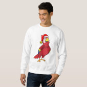 Papagei mit Weihnachtsmannmütze Sweatshirt (Vorne ganz)
