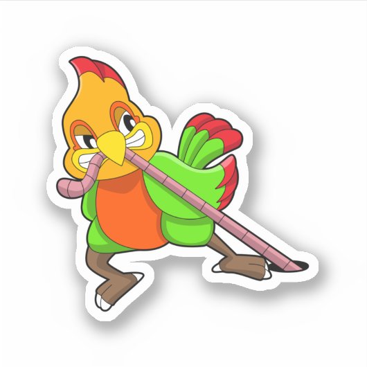 Papagei mit Wurm Aufkleber (Vorderseite)