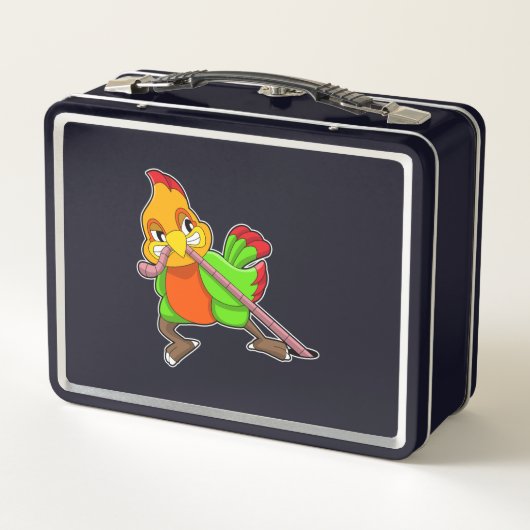 Papagei mit Wurm Metall Brotdose (Rückseite)