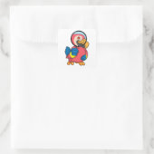 Papagei mit Zierglas Quadratischer Aufkleber (Tasche)