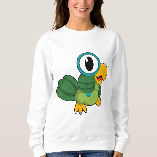 Papagei mit Zierglas Sweatshirt (Vorderseite)
