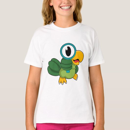 Papagei mit Zierglas T-Shirt (Vorderseite)