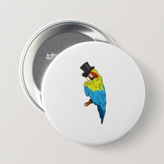 Papagei mit Zylinder Button (Vorne & Hinten)