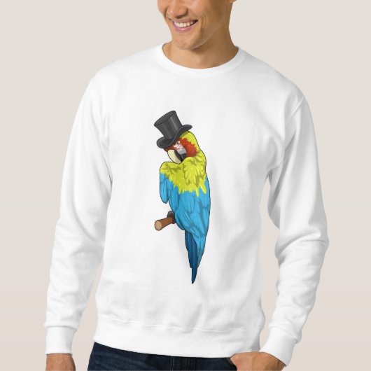 Papagei mit Zylinder Sweatshirt (Vorderseite)
