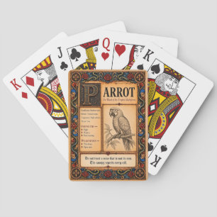 Papagei, mittelalterliche Bestiarien-Kunst Spielkarten