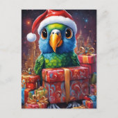 Papagei mitten in den Weihnachtsgeschenken Postkarte (Vorderseite)